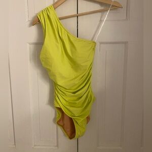 J Crew one shoulder ruched one piece bathing suit size 4